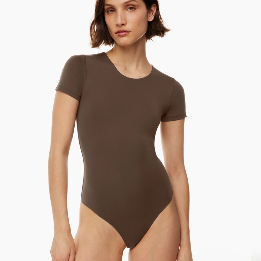 Aritzia Short-Sleeve Bodysuit in Brown